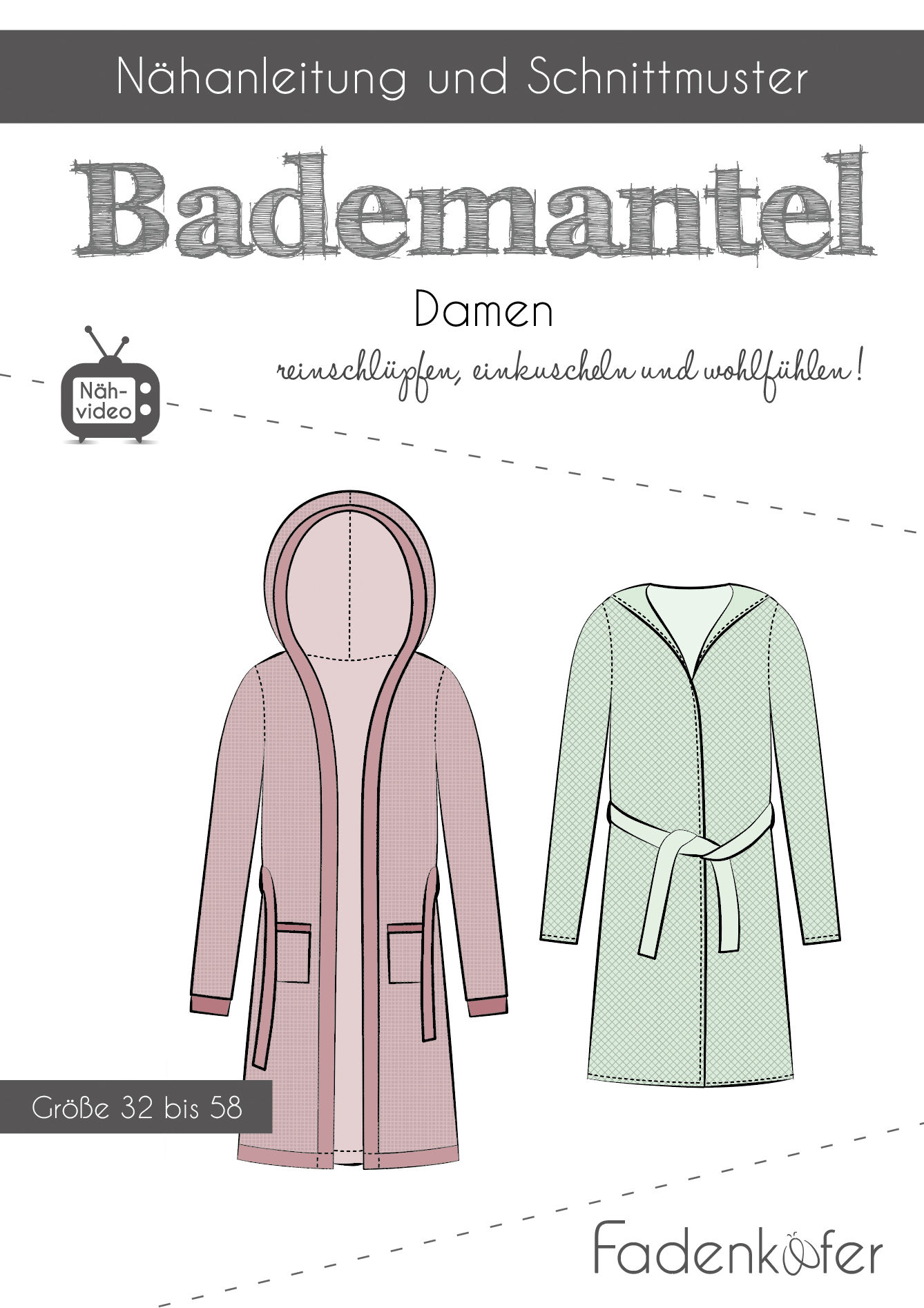 Papierschnittmuster Bademantel Damen von Fadenkäfer
