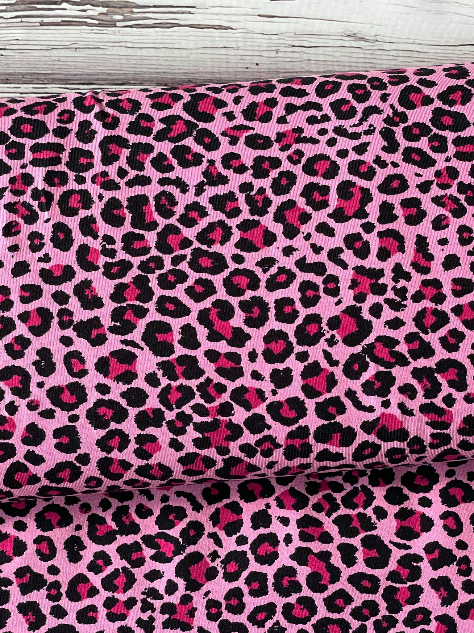 Baumwolljersey Leoprint pink/rosa