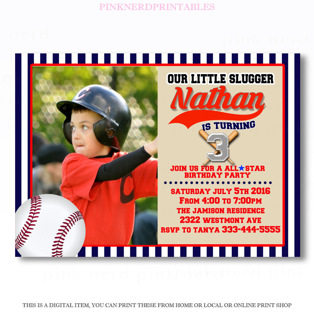 Boy Baseball Birthday invitation Slugger invite