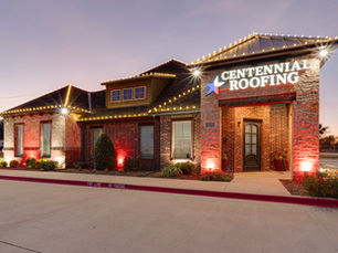 Evening outside the front of Centennial Roofing office