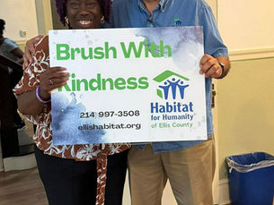 Art with Habitat for Humanity of Ellis County with Sharon Verigan, founder of Believing Restoration is Attainable at their recent brunch event.