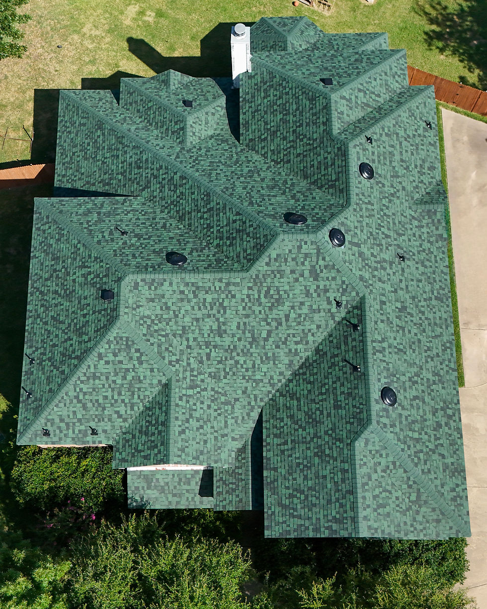 drone shot of new green roof