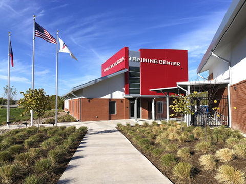 Completed structure of Plano Fire Rescue Training Center that Bulldog Ironworks helped build