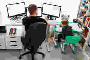 dad and child working side by side