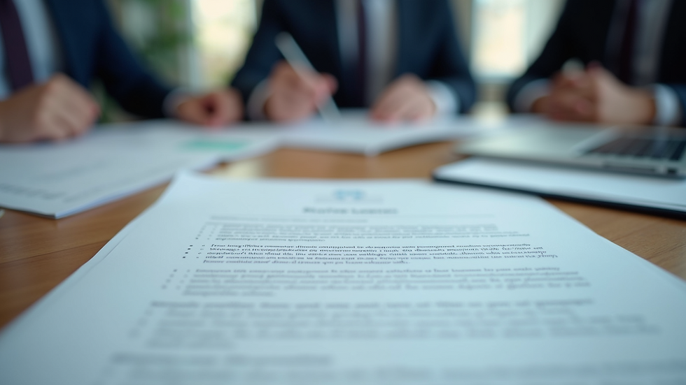Close-up view of a business meeting with communication strategy documents on the table