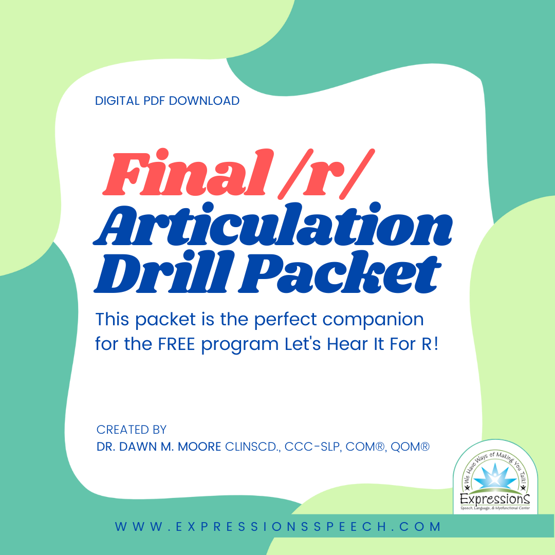 Final /R/ Articulation Drill Packet (Digital PDF Download)