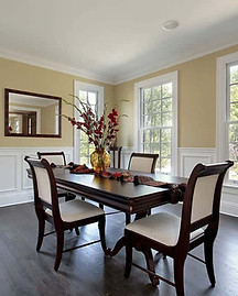 Dining room with single hung windows
