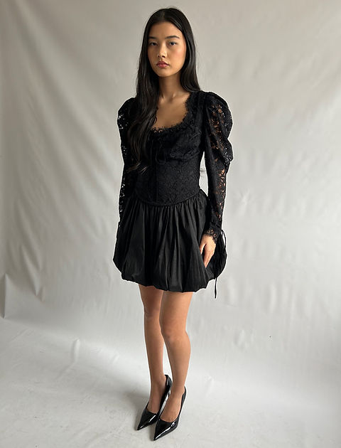 black one shoulder lace dress One Shoulder Ruched Lace Mini Dress