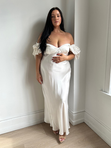 square neck ivory dress Shona Joy - Gigi Square Neck Panelled Midi Dress