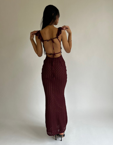 chinese dress ladies Electra Slinky Lace Maxi Dress / Black | Meshki main image 1