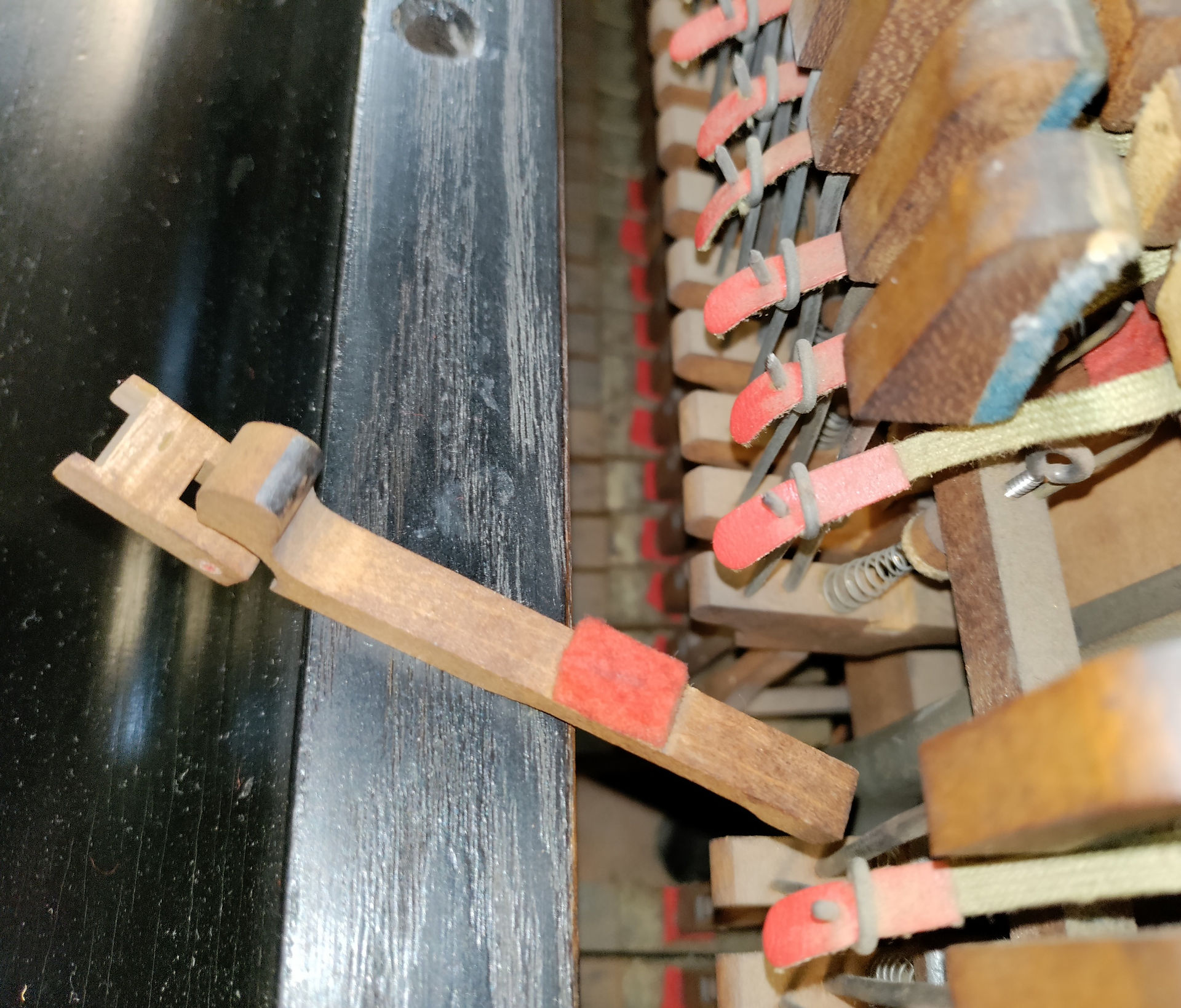 The jack of a piano that fell out of the action