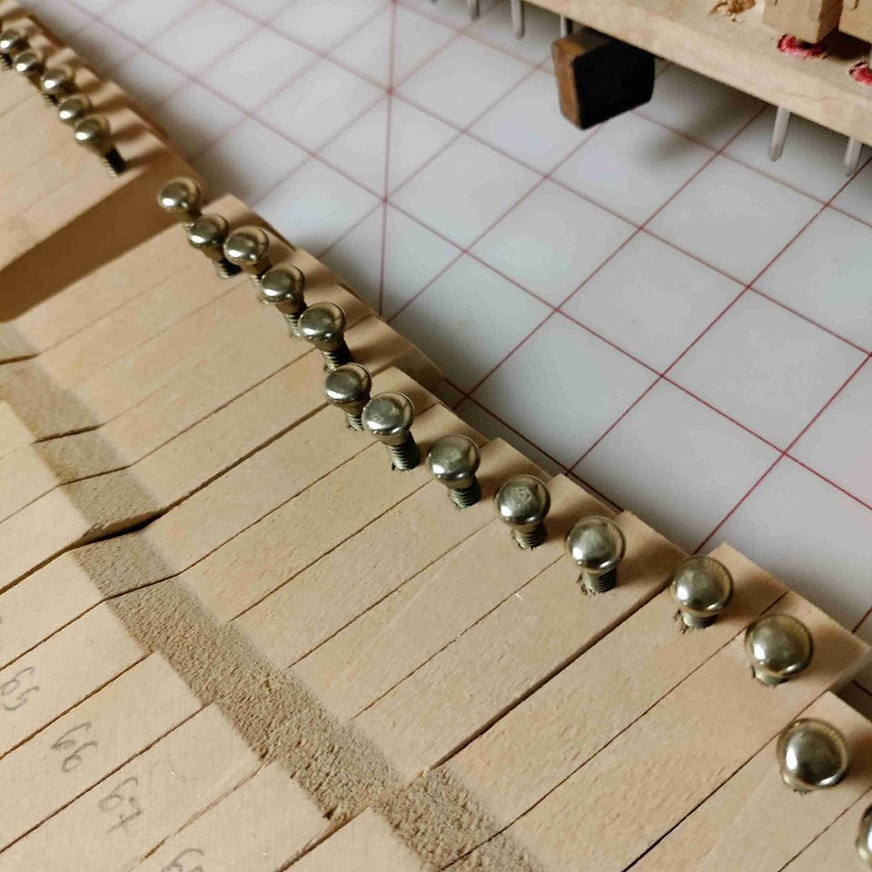 Piano keys with newly polished capstans