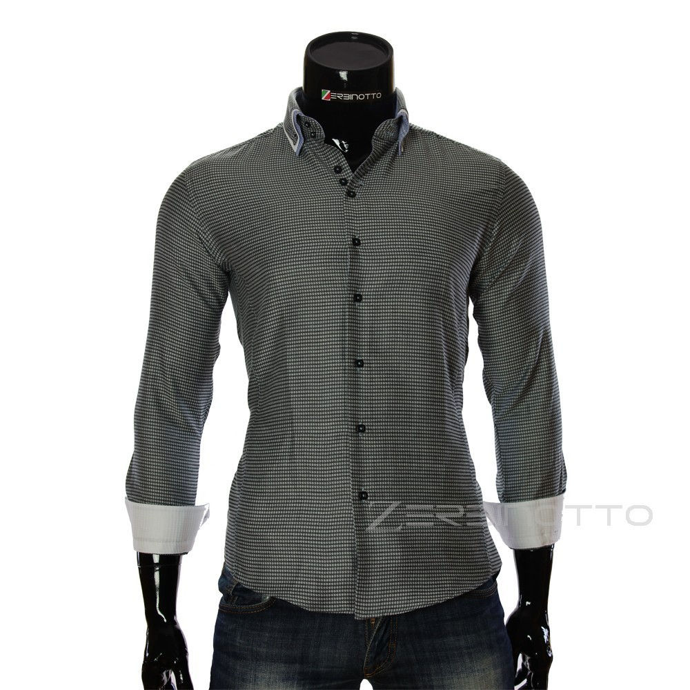 Мужская приталенная рубашка в узор MM 1967-3