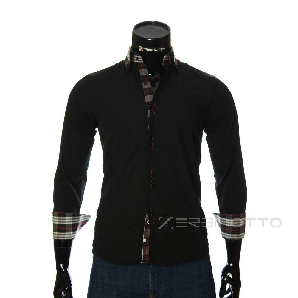 Мужская однотонная приталенная рубашка LG 1882-3