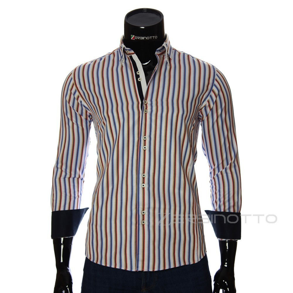 Мужская приталенная рубашка в полоску BEL 1878-7