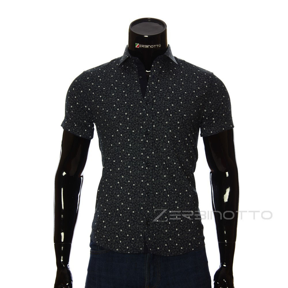 Мужская рубашка с коротким рукавом в узор BEL 932-17