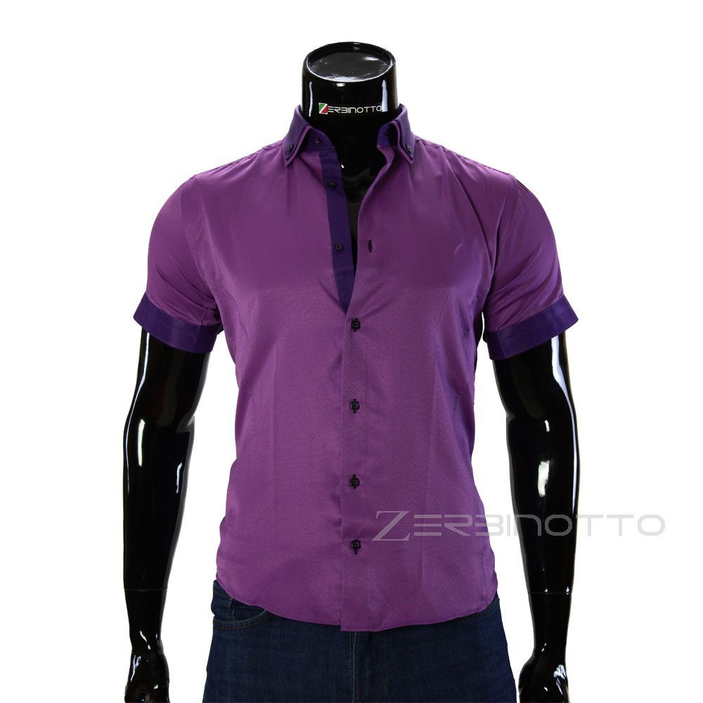Мужская однотонная рубашка с коротким рукавом LG 929-3