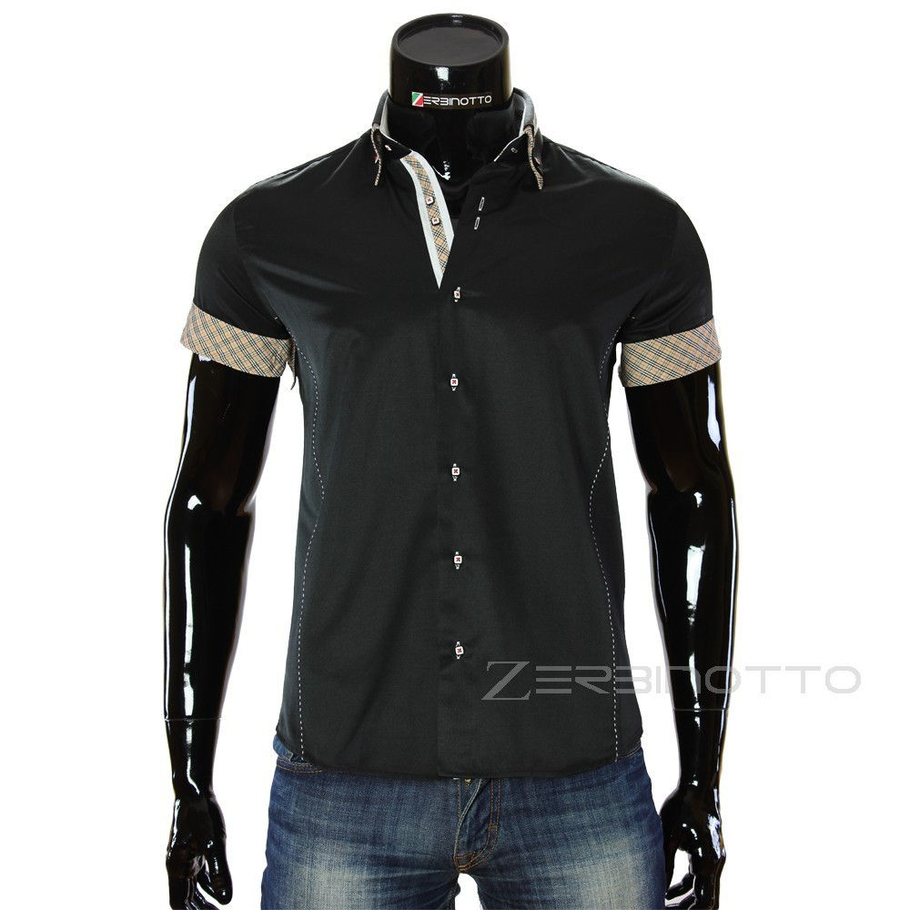 Мужская однотонная рубашка с коротким рукавом MM 919-3