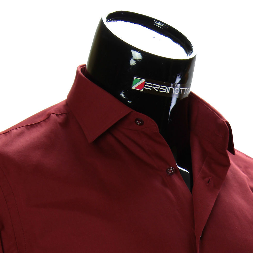 Miniatura: Мужская однотонная приталенная рубашка RV 1955-8