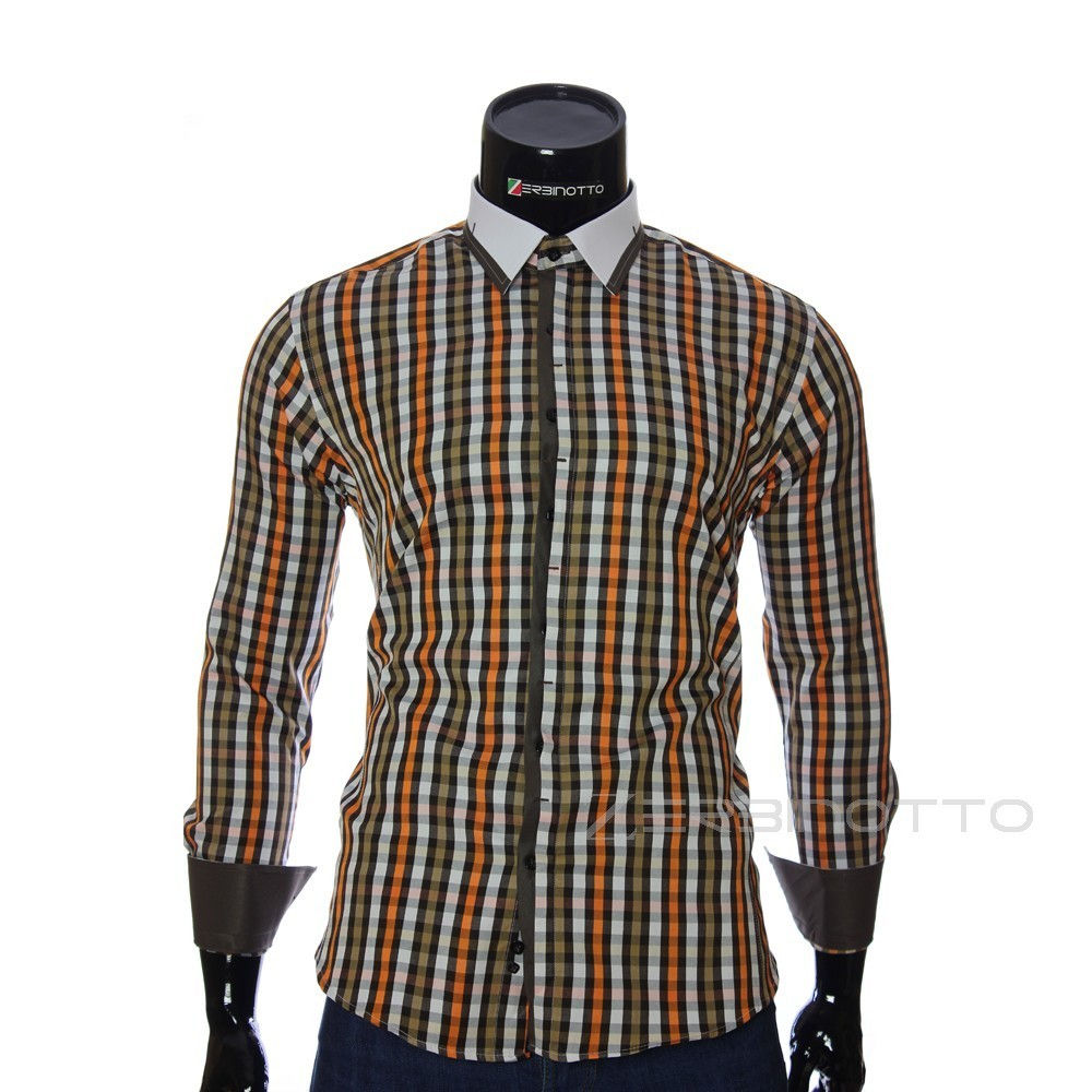 Мужская приталенная рубашка в клетку BEL 1896-25