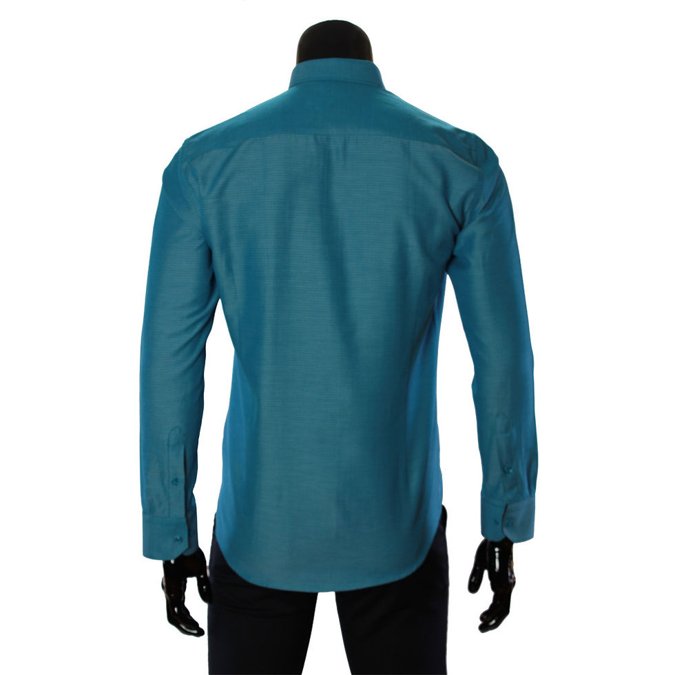 Miniatura: Мужская однотонная приталенная рубашка RV 1955-4