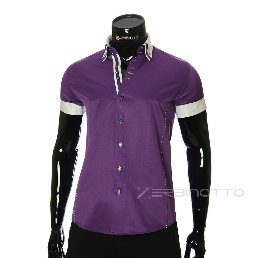 Миниатюра: Мужская однотонная рубашка с коротким рукавом MM 925-4