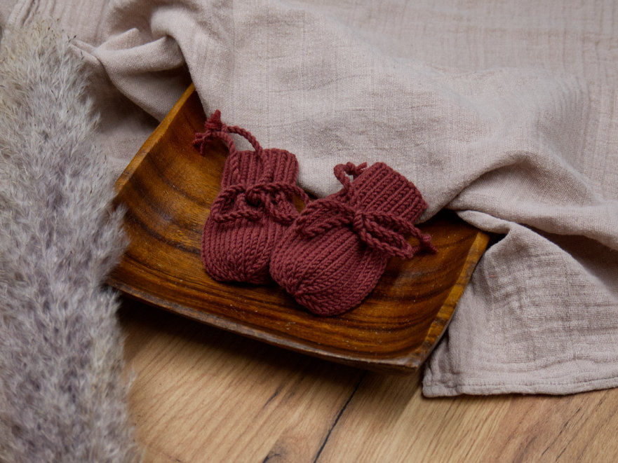 Miniaturbild: Newborn Handschuhe, marsala