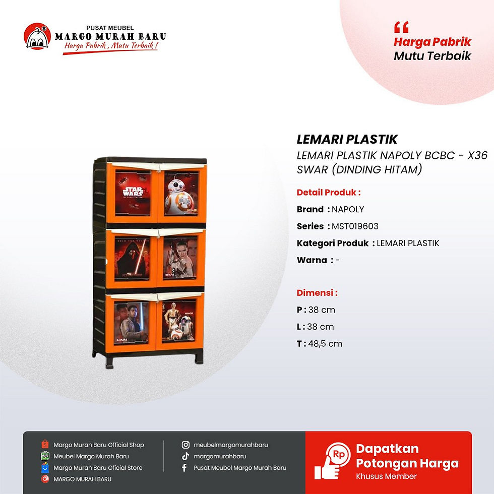 LEMARI PLASTIK NAPOLY BCBC - X36 SWAR (DINDING HITAM)