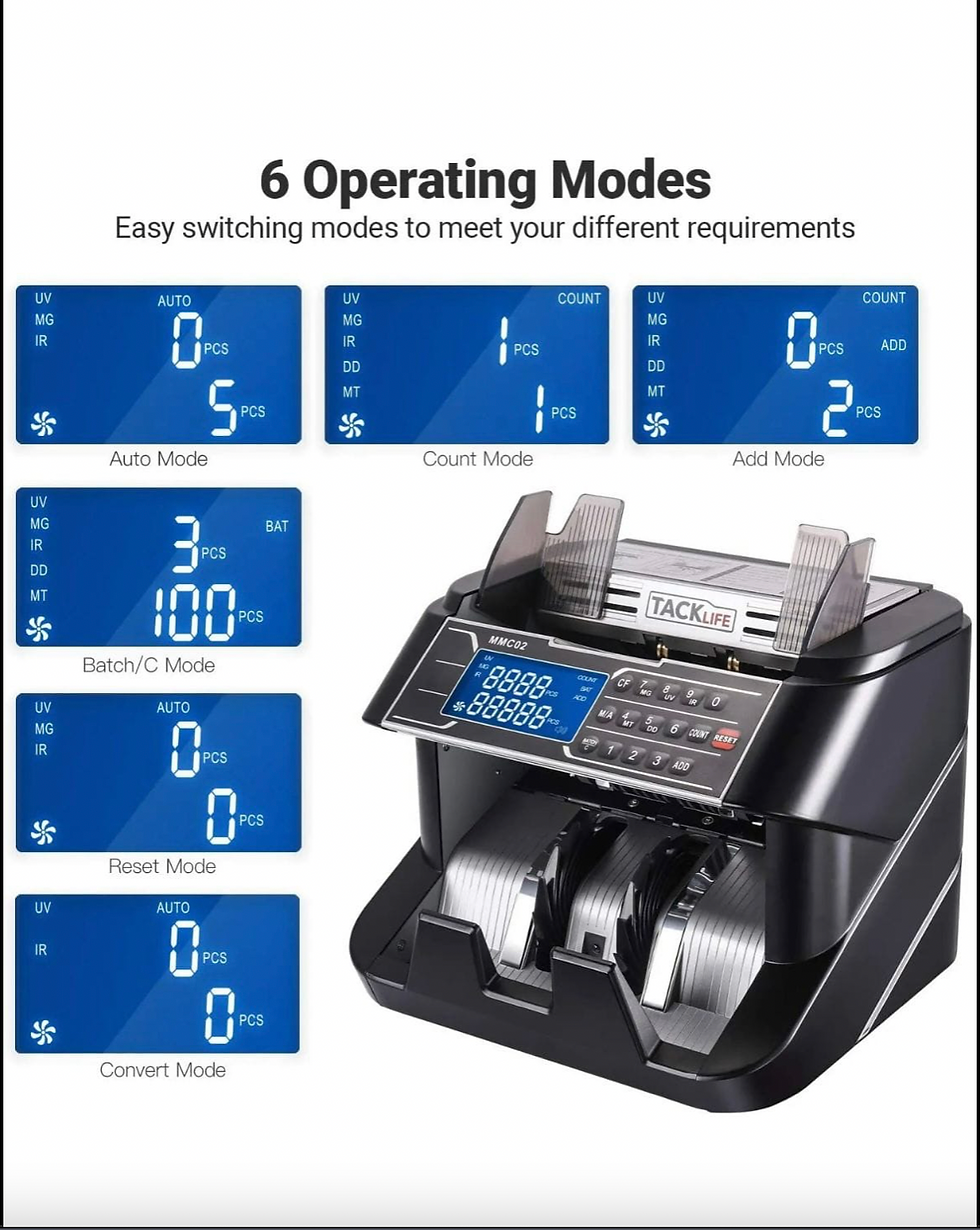 Miniatura: Maquina Contadora de Billetes, con detector UV para billetes Falsos.