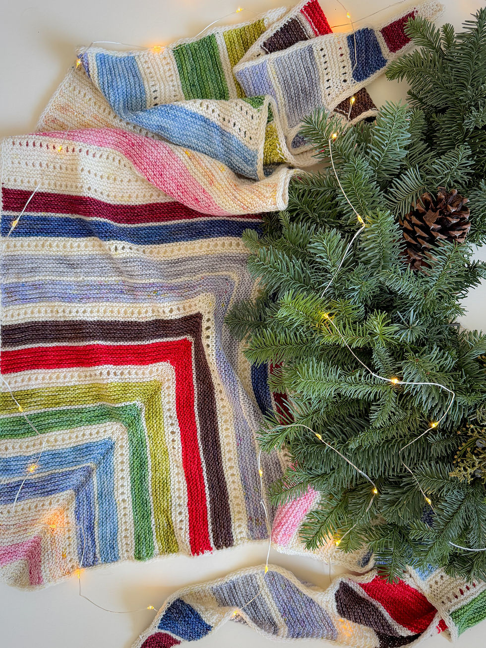 Thumbnail: Prism Path Shawl Striped Knitting Pattern