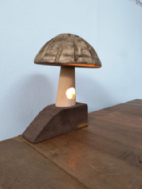 Fungiality - design sfeerlampje uit massief hout