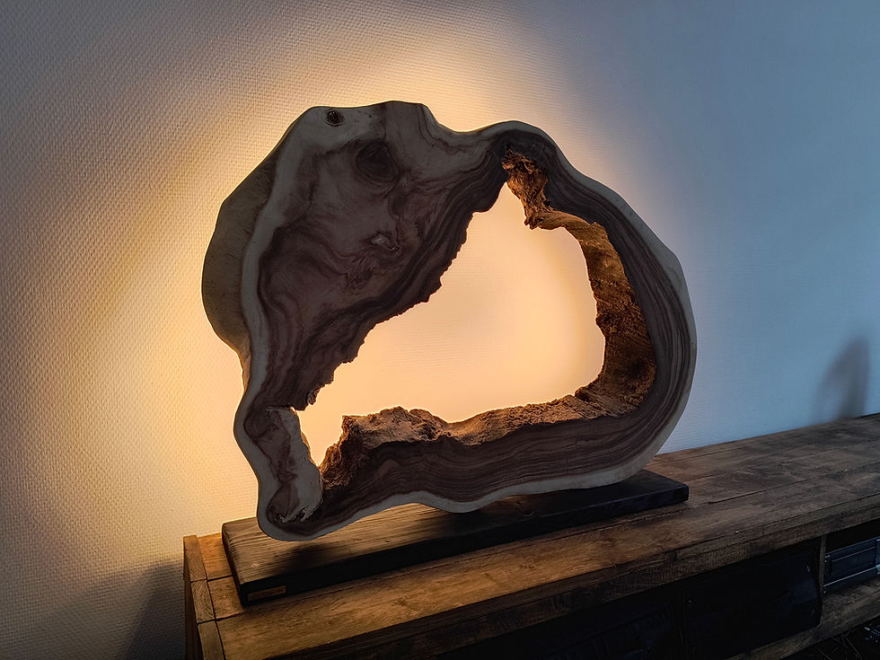 Thumbnail: CLOUD - dimbare designlamp uit massief Suarhout (wit+RGB led)