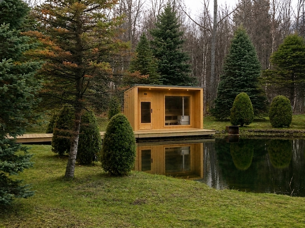 RADA sauna on the lake with wooden bridge.png