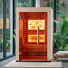 Advantage Ultimate Infrared model offers unique set of 5 healing modalities: FIR, NIR, red light and jade therapy as well as additional features like bluetooth speakers, wifi and control panel for ultimate comfort. indoor infrared premium sauna