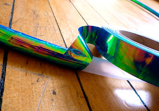 Cat Eyez Morphing Color Change Shift Taped Hula Hoop Blue Green Orange Coral Polypro tape Taped Hula Hoop First Hula Hoop