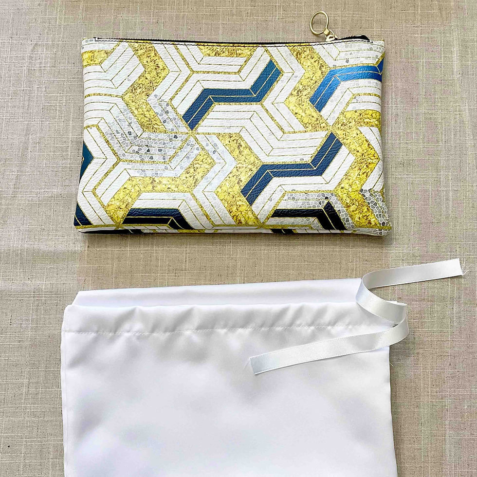 Thumbnail: Napa leather clutch bag with mosaic pattern, with satin hold bag