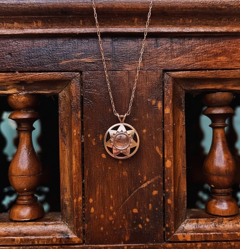 Thumbnail: Solid rose gold necklace with flower pendant lifestyle