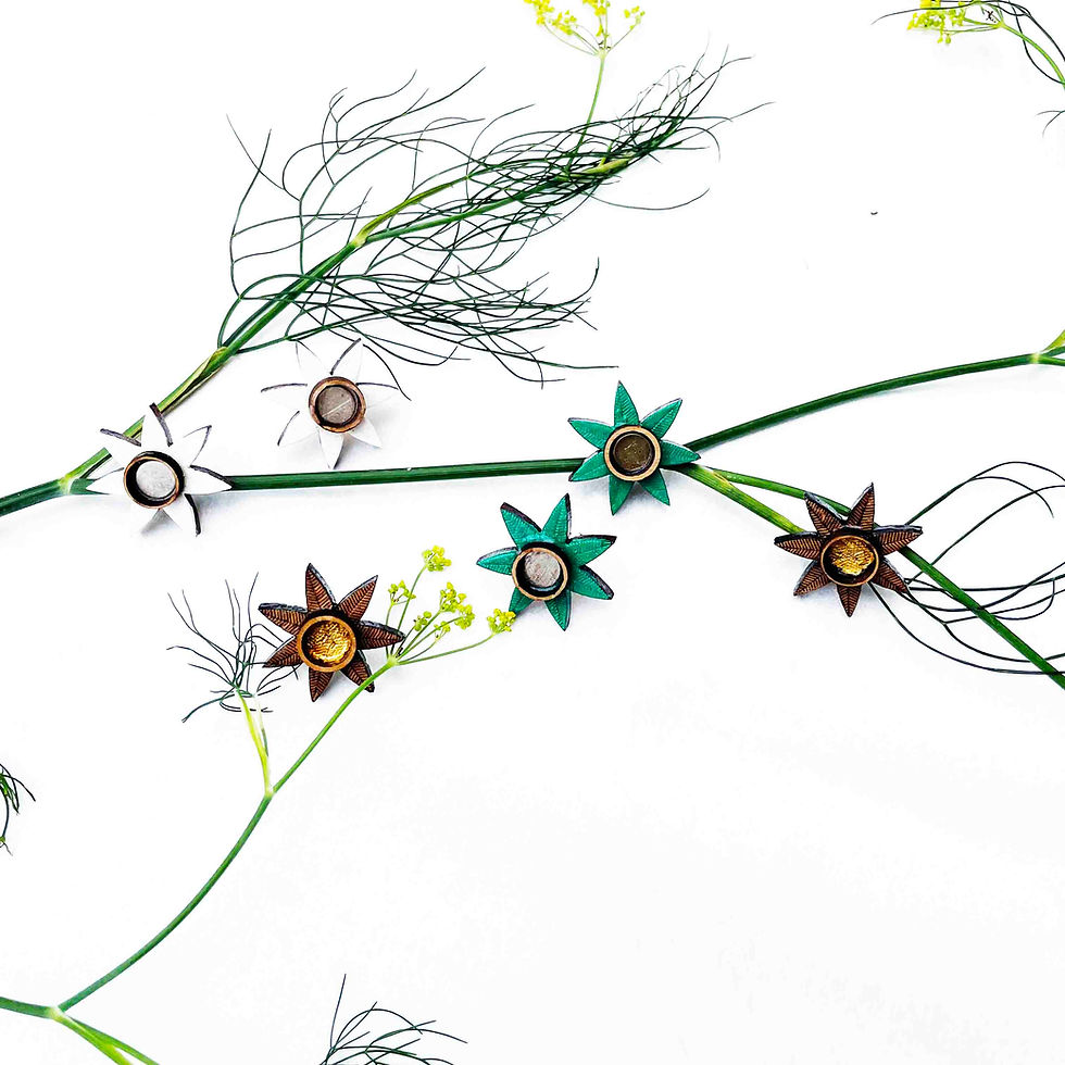 Wood with silver inlay or gold leaf star stud earrings