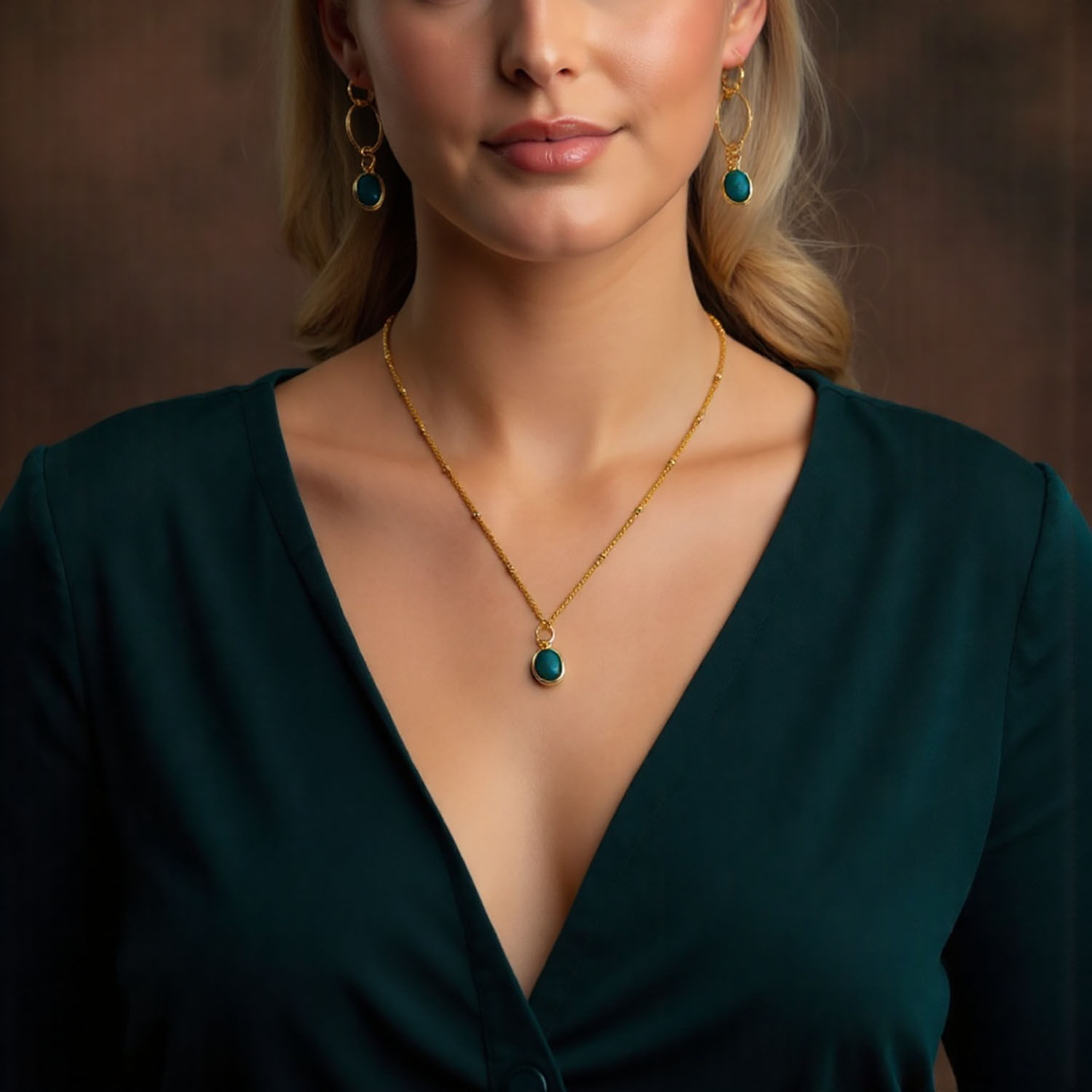 Green Onyx Gold Vermeil Necklace