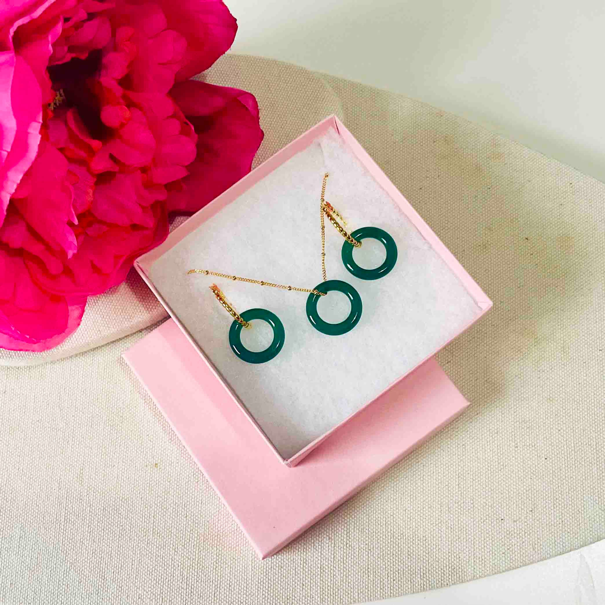 Green Agate Vermeil Jewellery Set