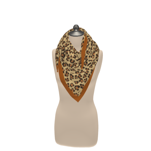Leopard print scarf or shawl with brown hem