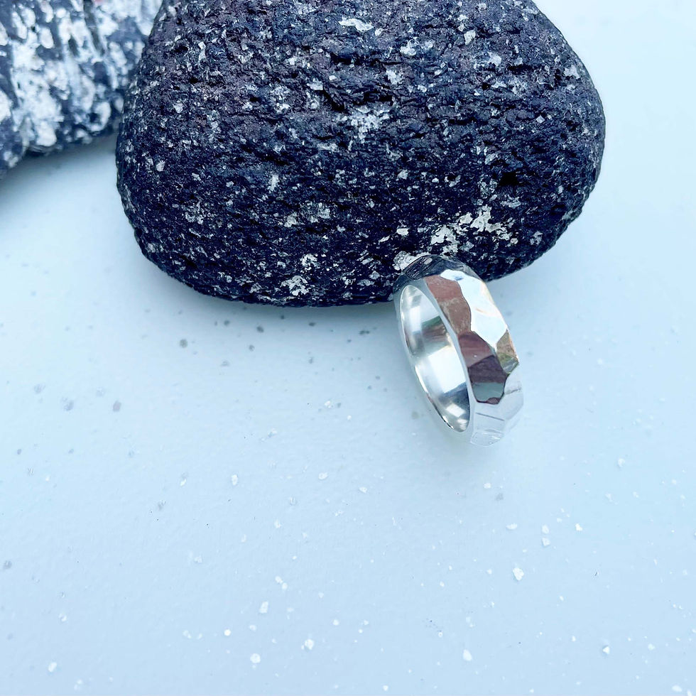 Thumbnail: Sterling silver ring with rock textures