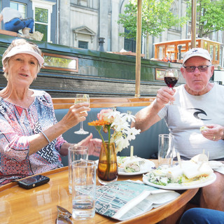 Bob and Liz enjoying lunch on the canals  