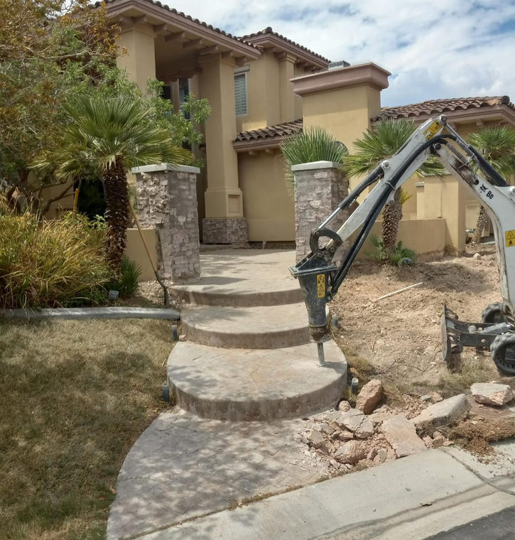 before the demolition of current paver stairway path