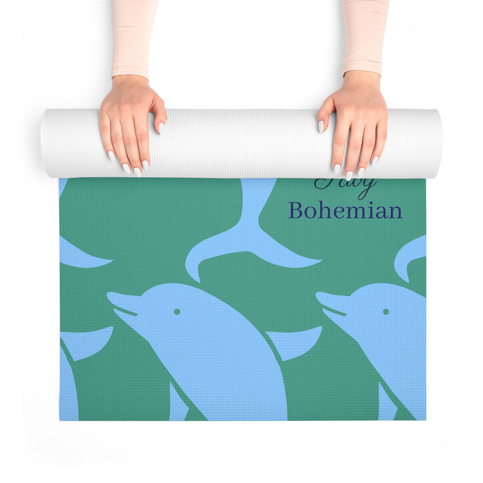 Thumbnail: Thermoplastic Yoga Mat  - Dolphins - Teal - Savy Bohemian