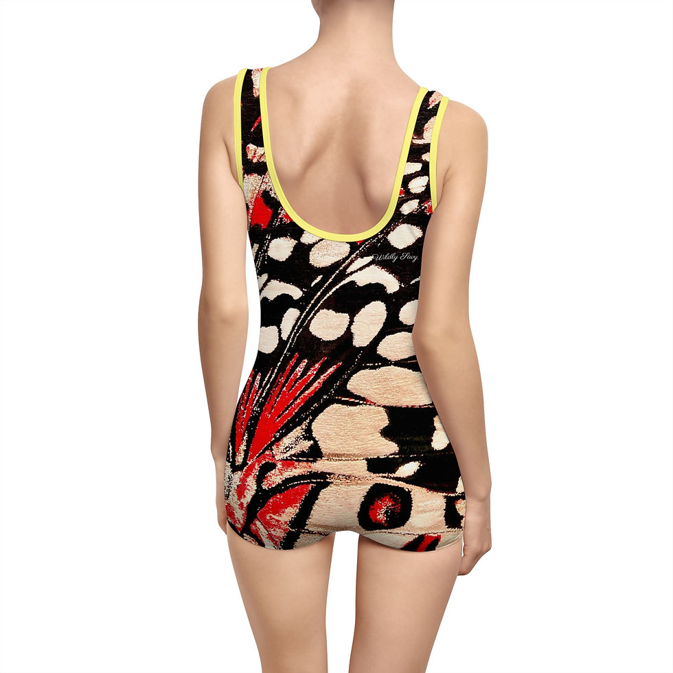 Thumbnail: Women's Vintage Swimsuit Light Fabric Snug Fit - Butterfly Wings-