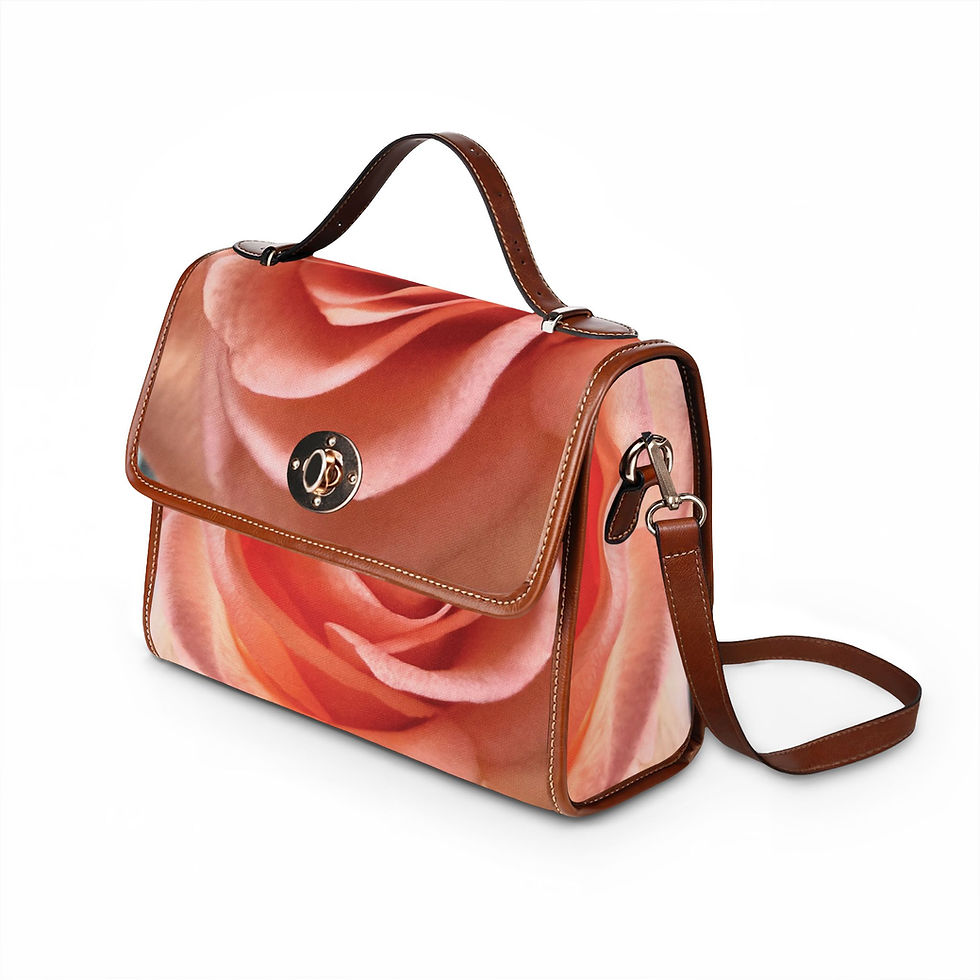 Thumbnail: Waterproof Canvas Satchel Bag  - Orange Rose  - Design by Olivia