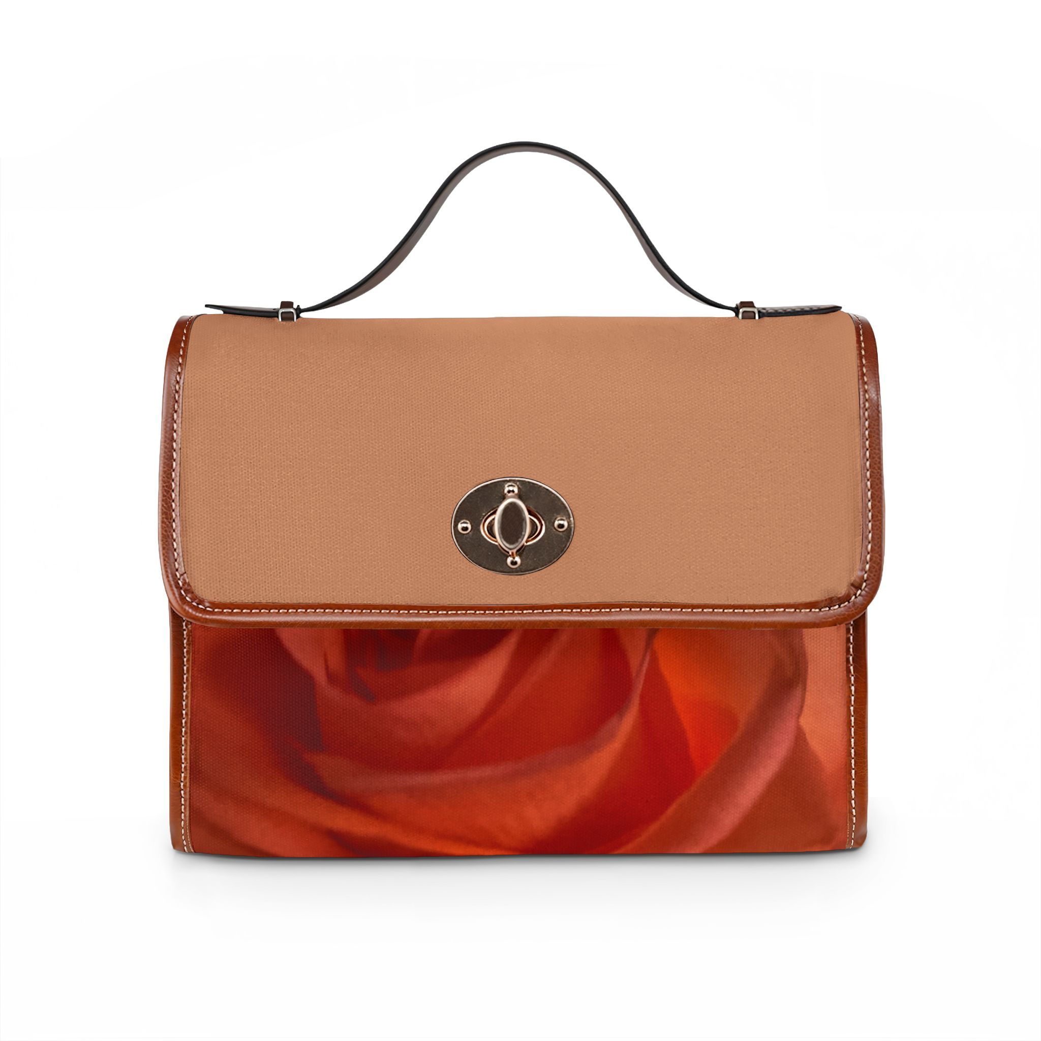 Waterproof Canvas Satchel Bag - Coral Rose - Design by Olivia