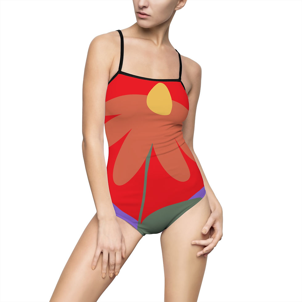 Thumbnail: One-Piece Swimsuit - Red Flower - Savy Bohemian