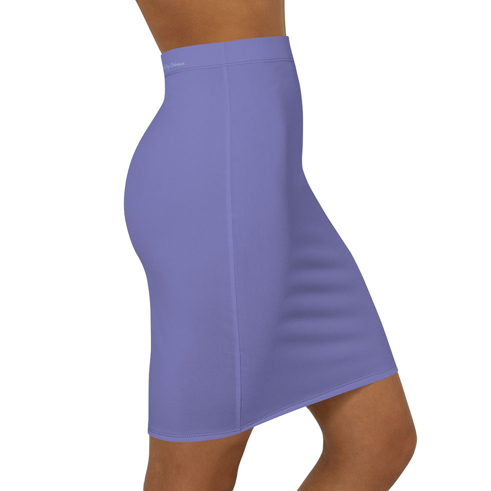 Thumbnail: Women's Mid-Waist Pencil Skirt - Evening Violet - Savy Bohemian
